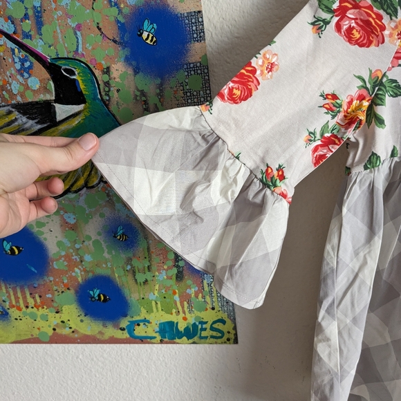 Matilda Jane NWT Girls Castles In The Air Tunic Size 10 Grey Floral Plaid Top - Picture 5 of 8